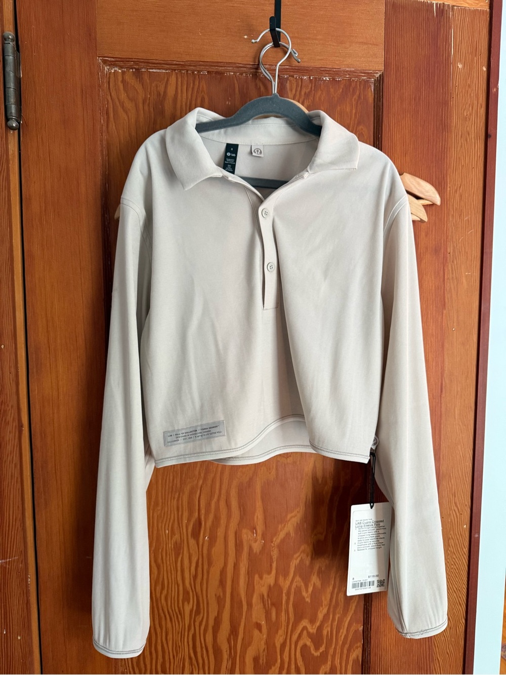 lululemon athletica Neutral Beige Cropped Polo Top